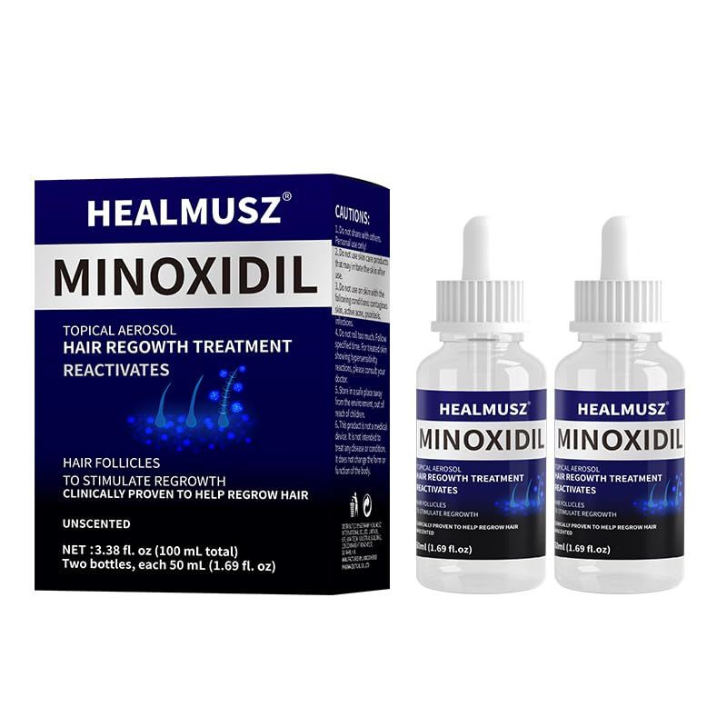GXQ 5 Minoxidil for Men Women, Biotin, Unscented, Red, Unisex-Adults, Hair Growth, Hair Fall Control, 2 Bottles, 100ml 3.36 Fl Oz