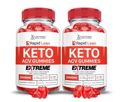2 Pack Rapid Lean Keto ACV Gummies Extreme 2000MG Rapid Lean Keto Gummies Apple Cider Vinegar Formulated with Pomegranate Beet Juice Powder B12 Vegan Non GMO 120 Gummys