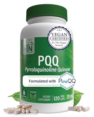 Health Thru Nutrition PQQ 20mg 120 Servings Pyrroloquinoline Quinone as PureQQ Promotes Mitochondrial Biogenesis Certified Vegan Non-GMO Gluten Soy Free Capsules Clean Label PQQ Supplement