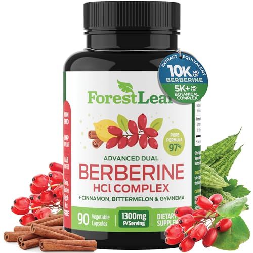 Berberine Supplement 1300mg per Serving- 97 Tested Ultra High Potency Berberine HCl with Ceylon Cinnamon, Bitter Melon Gymnema, 10:1 Extract Berberis Supplements, Weight Management, 90 Veggie Caps