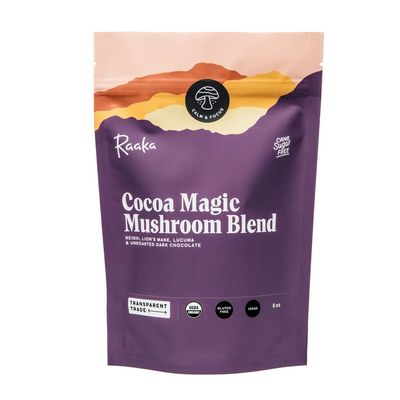Raaka Cocoa Magic Mushroom Hot Chocolate Blend with Lion s Mane, Reishi and Lucuma - Gourmet Adaptogenic Mushroom Hot Chocolate - Organic, Vegan, Low Sugar, Gluten Free, Kosher - 5 oz. Bag 8 Servings