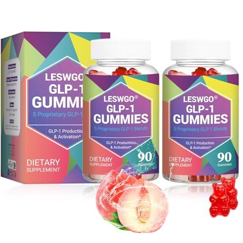 Vjningu GLP-1 Gummies GLP-1 Supplement- 90 Gummies-Probiotic, Berberine, Fiber Support GLP-1 Naturally, GLP-1 Probiotic Gummies for MenWomenPeach Flavor Pack of 2, Peach Flavor,90 Gummies