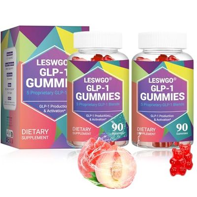 Vjningu GLP-1 Gummies GLP-1 Supplement- 90 Gummies-Probiotic, Berberine, Fiber Support GLP-1 Naturally, GLP-1 Probiotic Gummies for MenWomenPeach Flavor Pack of 2, Peach Flavor,90 Gummies