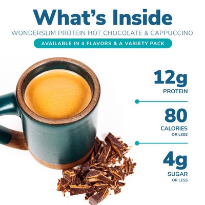 Wonderslim Protein Hot Chocolate with Marshmallows, Hot Cocoa, Low Sugar, Low Carb, Keto Friendly &amp; Gluten Free (7ct)