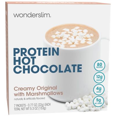Wonderslim Protein Hot Chocolate with Marshmallows, Hot Cocoa, Low Sugar, Low Carb, Keto Friendly &amp; Gluten Free (7ct)