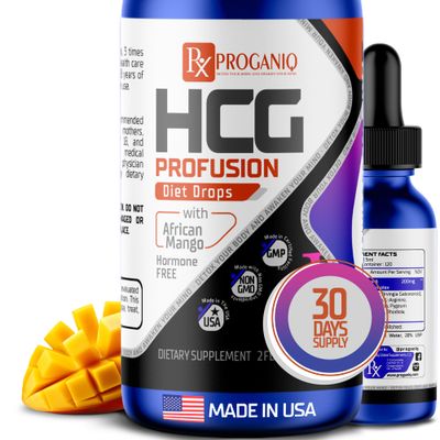 X PROGANIQ Profusion HCG Drops - Advanced Weight Management Formula with African Mango - Hormone Free Drops for Women Men - Made in The USA - HCG Drops for Weight Management - 30 Day Supply
