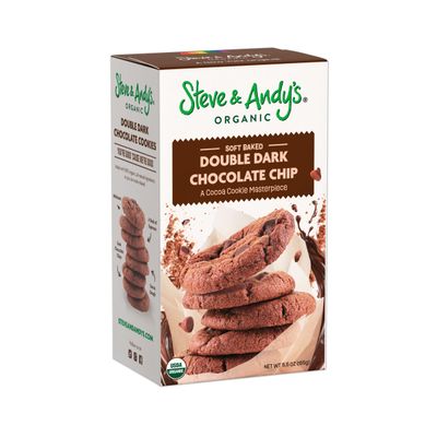 Organic and Gluten Free Soft Baked Double Dark Chocolate Chip Cookies by Steve Andy s, Non-GMO and Kosher Certified, 5.5 oz Pack of 1