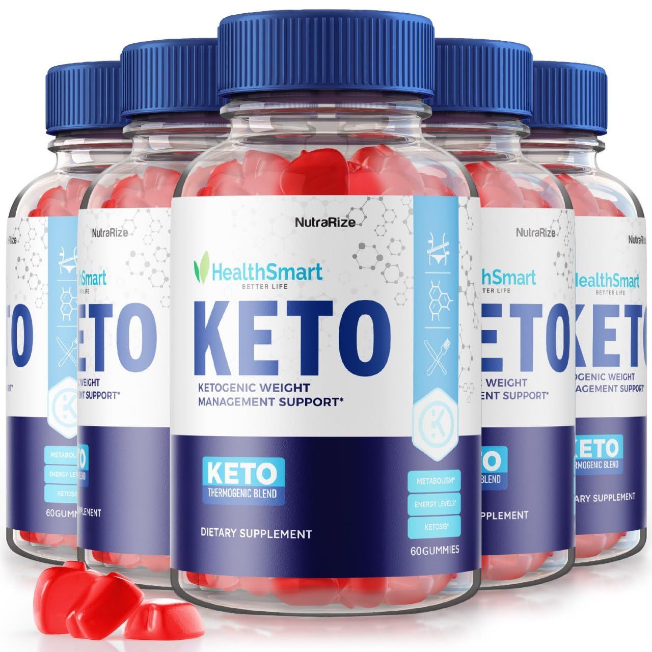 NutraRize Pack of 5 HealthSmart Keto Gummies for Advanced Weight Loss, Maximum Strength Supplement, Reviews 300 Gummies
