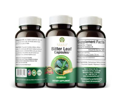NUABIX Bitter Leaf Capsules. 750mg. 60caps Wellness Dietary Supplement