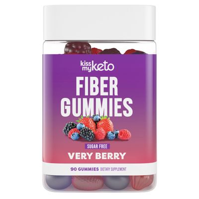 Kiss My Keto Fiber Gummies for Adults Sugar Free - Delicious Berry Flavored Fiber Supplement Gummies for Digestive Health - Prebiotic Fiber Gummies, Gummy Fiber for Adults - 90 Count 1 Pack