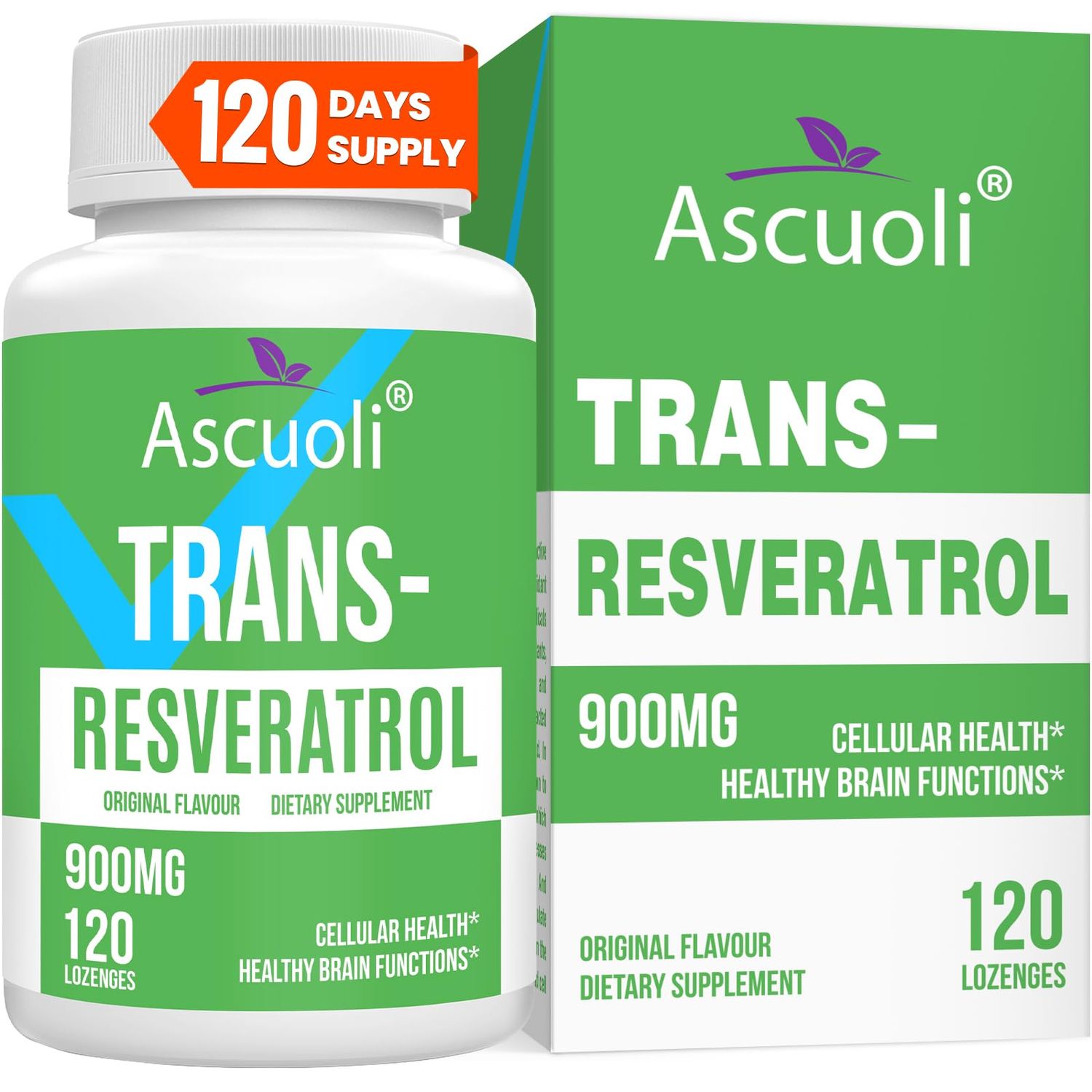 Sublingual Trans-Resveratrol Purity 99, 3-in-1 Advanced Formula Resveratrol Supplement for Boost NAD, Immune Energy Support, Anti-Aging, Skin Overall Health, 120 Lozenge 120-Day Supply