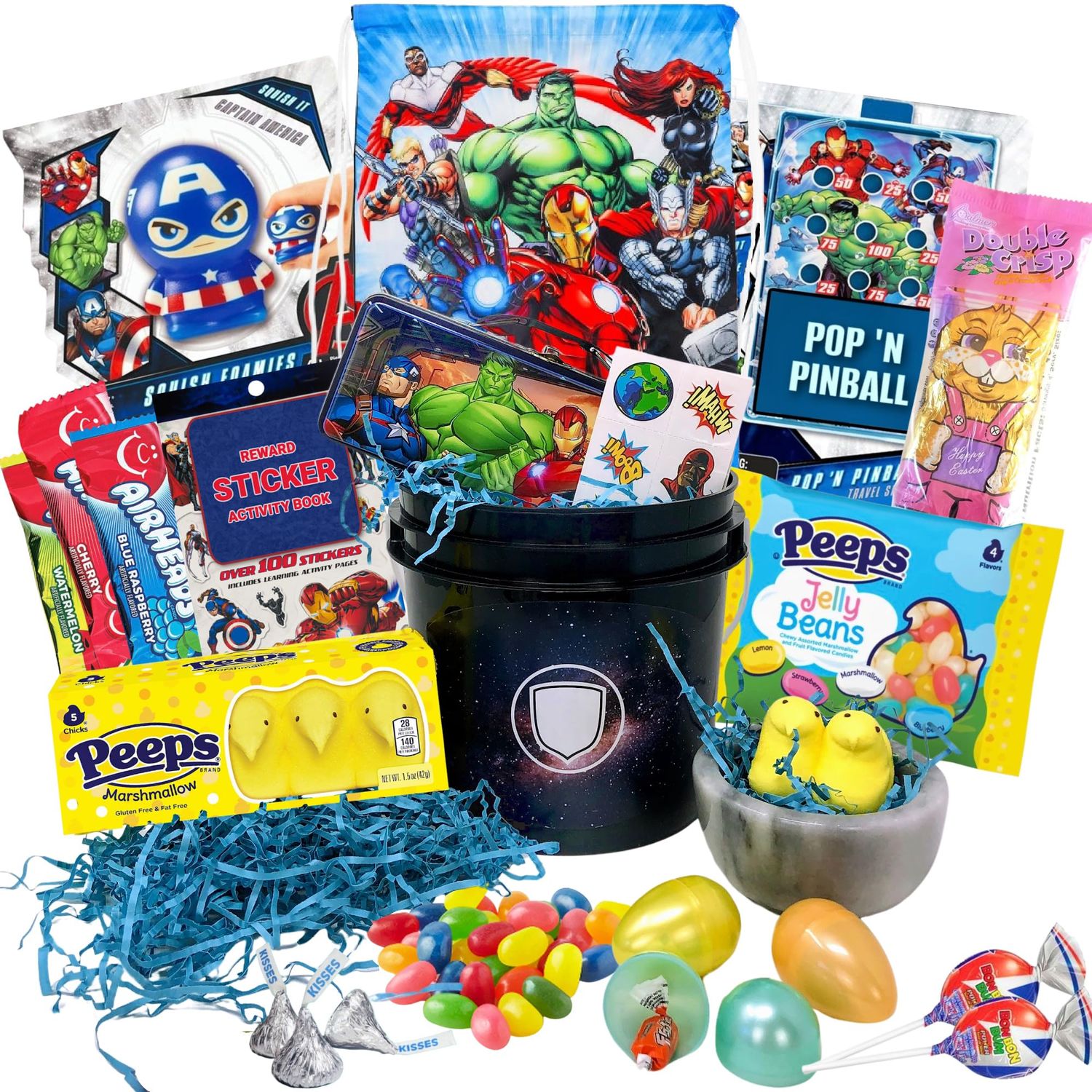 Superhero Easter Gift Basket For Kids, Boys, Girls - Already Filled With Easter Eggs, Candy, Chocolate, Prefilled Easter Care Package