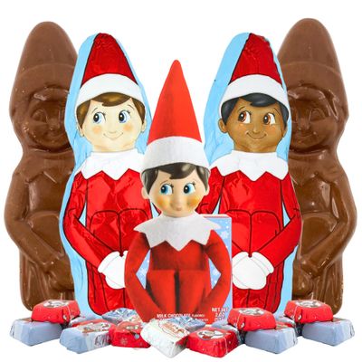 Shelf Elf Chocolate Gift Set, Individually Wrapped Milk Chocolates, Christmas Stocking Stuffers Gift Box Figures