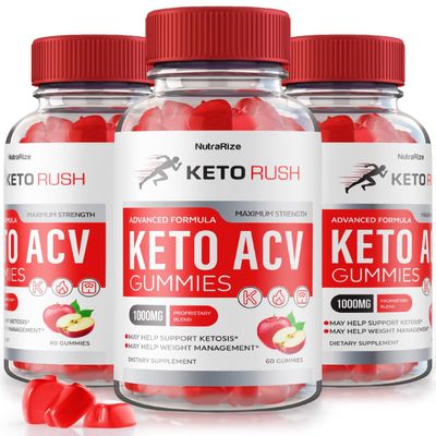 NutraRize Pack of 3 Keto Rush Keto ACV Gummies for Weight Loss Support, Maximum Strength Supplement, Gomitas Reviews 180 Gummies