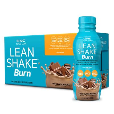 GNC Total Lean Shake Burn Ready to Drink Shake  25g Protein Fueled On-The-Go Meal Replacement For Energy And Weight Loss  Chocolate Mocha  12 Bottles