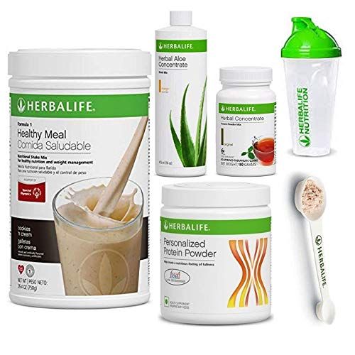 Herbalife Shake Healthy Meal Kit Cookies and Cream Formula 1 Herbal Aloe Mango Herbal Tea Concentrate Protein Powder Shaker Cup Spoon