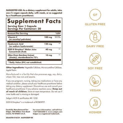 Solgar Cellulite Fighter Age-Defying Nutrition for Women-Promote Beautiful Skin with French Melon Concentrate Hyaluronic Acid and Vitamin C, Once Daily, Vegan, Dairy, Soy, Gluten Free, 30 Servings