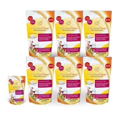 MicrobeFiber Prebiotic Soluble Fiber - Reset Gut Microbes Get Gut Healthy 6-Month Supply with Bonus Travel Pack