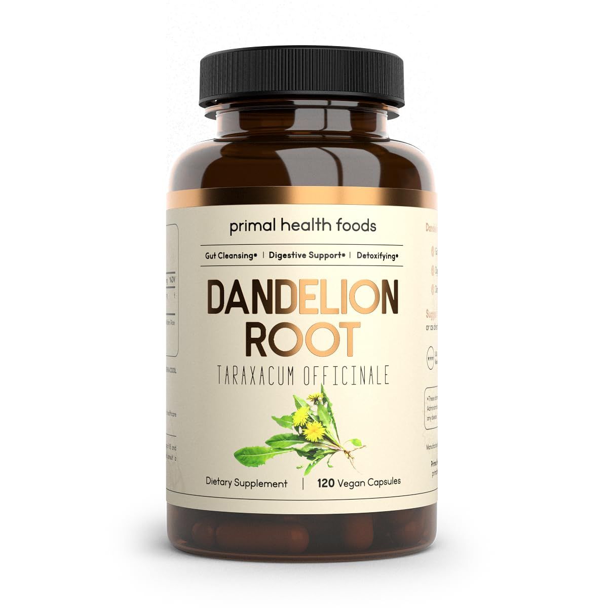 Primal Health Foods Organic Dandelion Root 1000 mg Digestive Support, Cleansing and Detox Vegetarian, Non-GMO