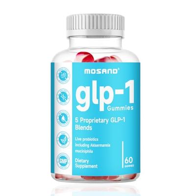 MOSAND GLP-1 Probiotic Gummies, GLP-1 Supplement with Akkermansia Probiotic, Berberine, No Sugar Added for Gut Digestion Health,Strawberry Flavor-60 Gummies