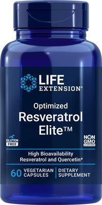 Life Extension Optimized Resveratrol Elite, 60 Vegetarian Capsules, with Bio-Quercetin phytosome Non GMO, Gluten Free