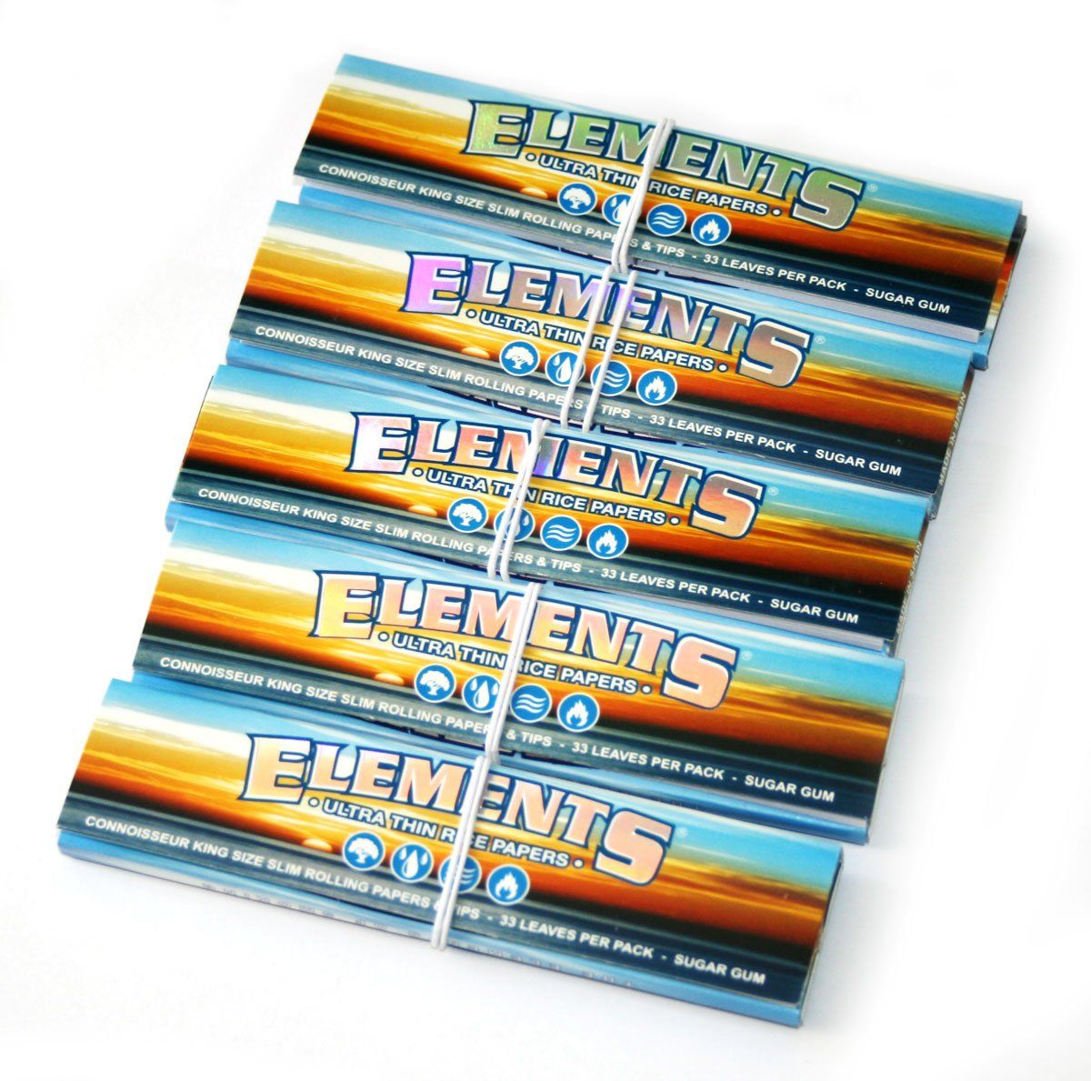Elements Ultra Thin Rice Connoisseur King Size Slim With Tips Rolling Paper 5 Pack