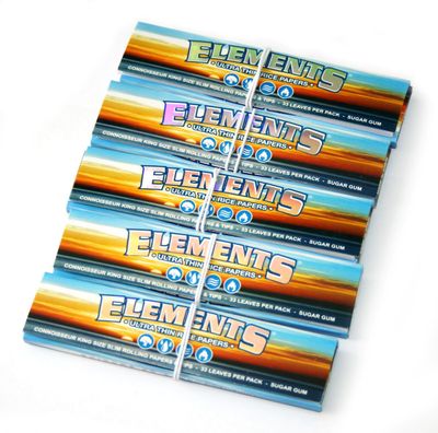 Elements Ultra Thin Rice Connoisseur King Size Slim With Tips Rolling Paper 5 Pack