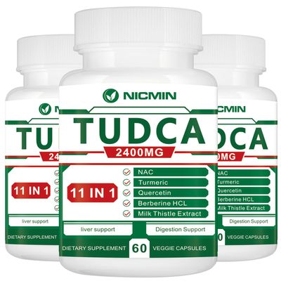 NICMIN TUDCA Supplements 2400MG, Bile Salts Complex for Liver Detox Gallbladder Cleanse, Anti-Aging for Men and Women, Digestive Health 180 Capsules