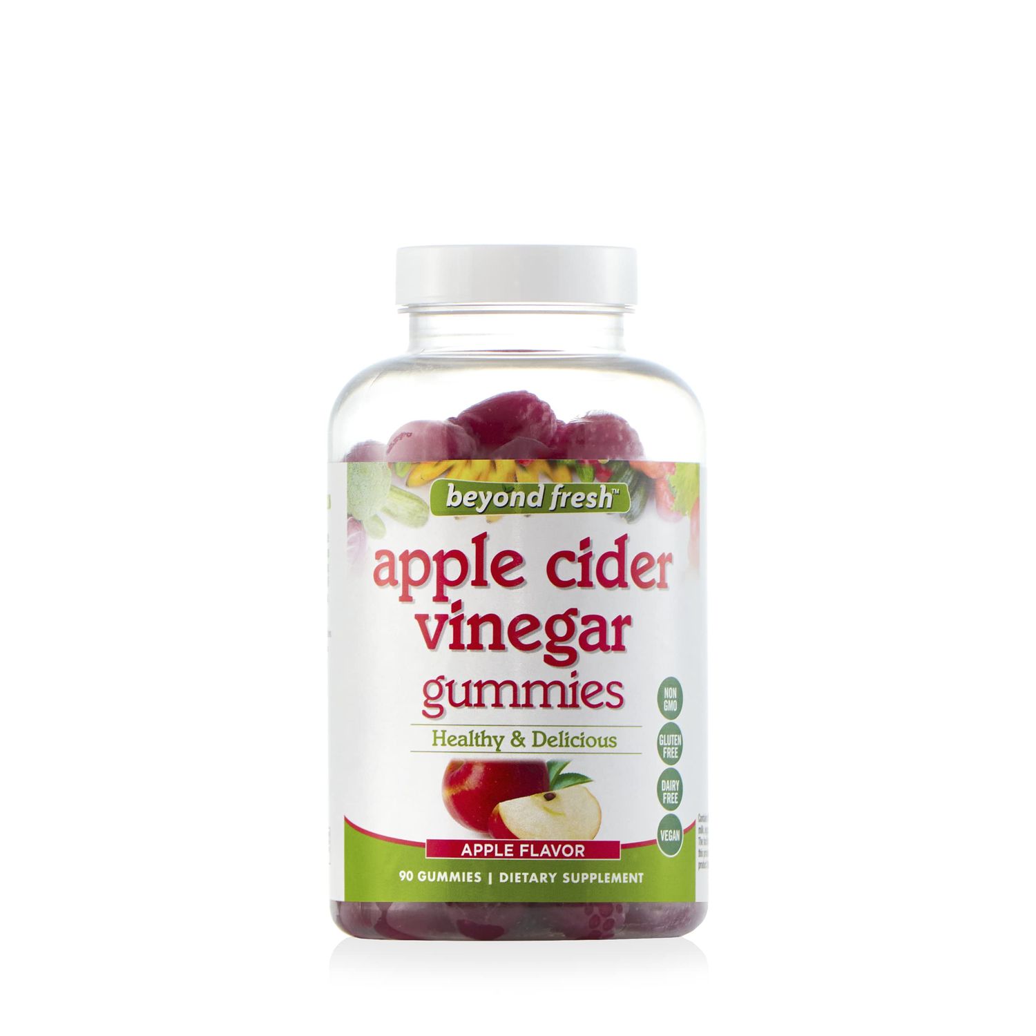 Beyond Fresh Apple Cider Vinegar Gummies, Supports Digestion, Maintain Water Balance, Debloat, Rich in Energy Boosting Vitamin B12 and B9 Folic Acid, Vegan, Dairy Free, Gluten Free, 90 Count, Multi