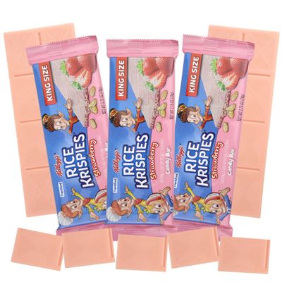 Limited Edition Rice Krispies Strawberry Candy Bar, Party Favor Treats, King Size, 2.75 Ounces Pack of 3