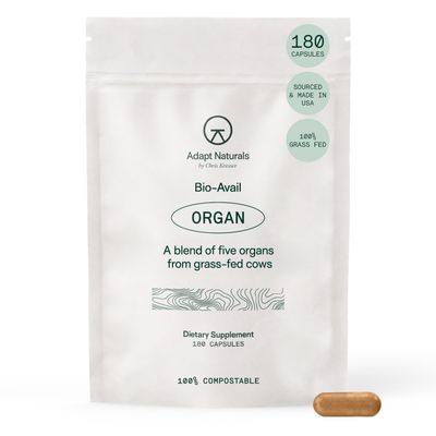 Adapt Naturals Organ Supplement, Bioavailable Grass Fed Beef Liver Capsules, Blend of Liver, Heart, Kidney, Pancreas Spleen, Support Liver Cleanse Detox Repair Source of CoQ10-30 Days Supply