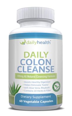 Daily Colon Cleanse 700mg All Natural Formula 10 Herbs, Fiber, Alfalfa, Aloe Vera, Rhubarb, Gentian, Buckthorn, Goldenseal, Lactobacillus acidophilus 60 Vegetable Capsules Two 15 Day Cleansing Kits