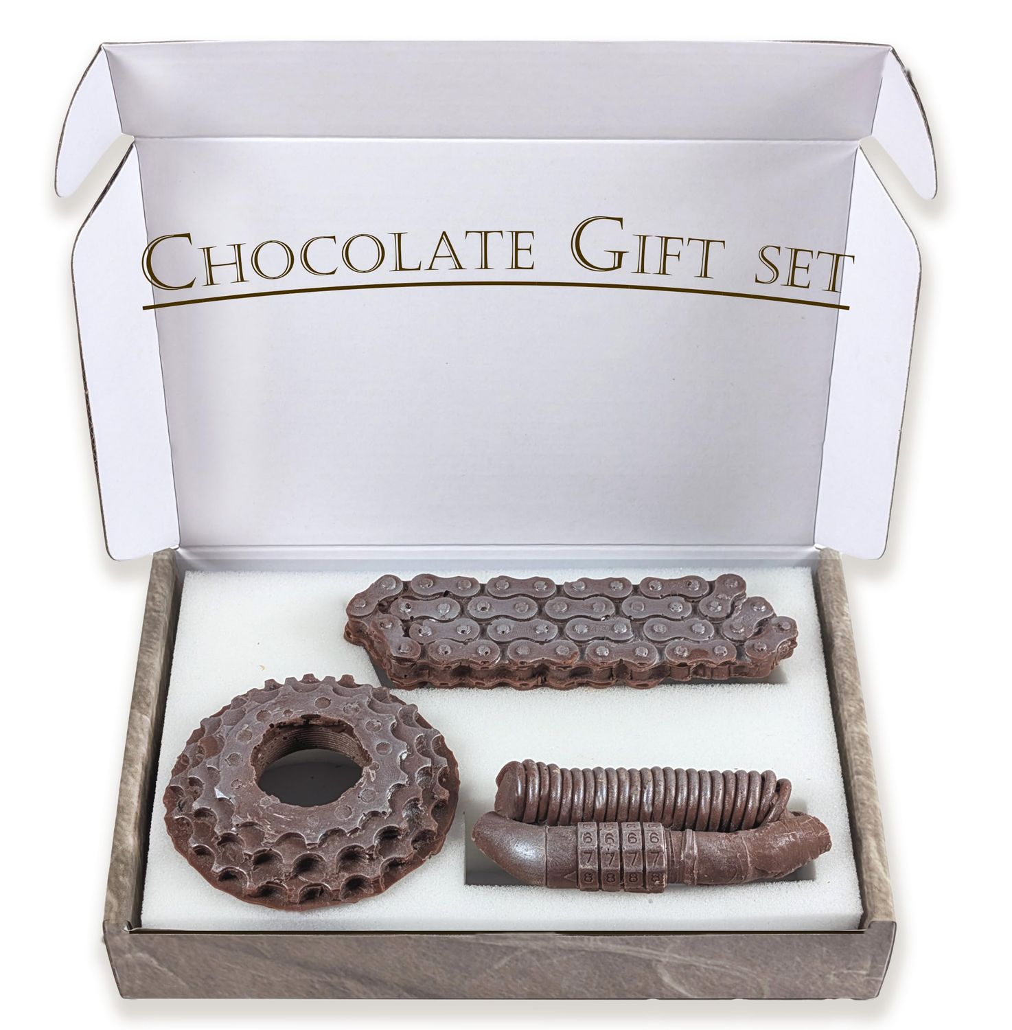 Milk Chocolate Gift Set - Life-Sized Chocolate Bicycle Tool Set - Chocolate Novelty Gifts for Bicyclists, Bicycling Gifts - Edible Gift Sets