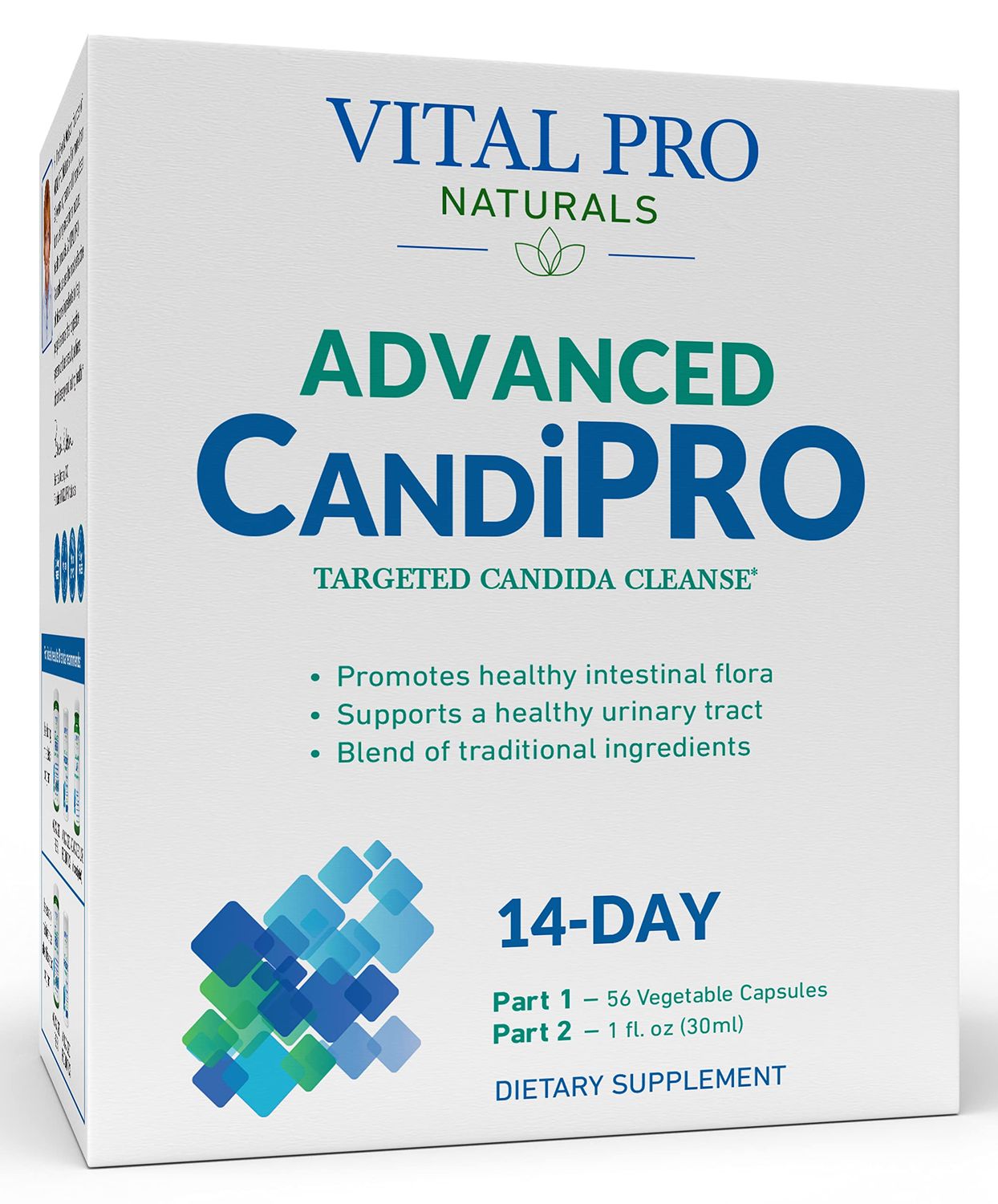 Vital Pro Naturals - Vital CandiPRO Intestinal Cleanse Formulated to Maintain a Healthy Intestinal Balance, 2-Part - 14 Day Kit, 56 Capsules, and 1fl oz Liquid Herbal Extract