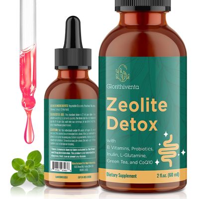 Glorithiventa Zeolite Detox for Adults, Zeolite Liquid Drops with Vitamin B, Probiotic Blend, Gentle Detox for Adults, Energy, Gut, Focus - 2 Fl Oz 1 Bottle