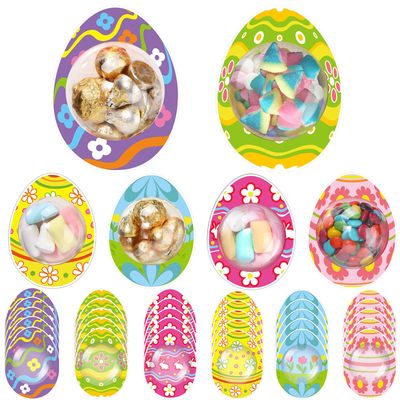 Motiskyy 30 Pack Easter Candy Fillable Card with Clear Candy Domes Chocolate Holder Cards for Easter Hunt Treat Gift Rewards Surprise Easter Egg Basket Stuffers Easter Party FavorsEaster Eggs