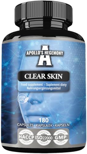 APOLLOS HEGEMONY Clear Skin - Vitamin B5 200mg Pantothenic Acid and Acetyl-L-Carnitine 70mg, 180 Vegan Capsules, 6 Months Supply, Anti-Acne, Enhanced Skin Health, Diet Supplement
