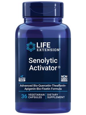 Life Extension Senolytic Activator , healthy aging, cellular health support, bioavailable quercetin and fisetin, apigenin, black tea theaflavins, gluten free, non-GMO, vegetarian, 36 capsules