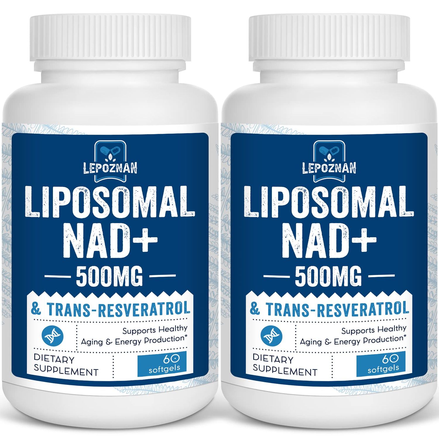 Liposomal NAD 500 mg Trans-Resveratrol 300 mg,Superior Absorption,True NAD Supplement Efficient Than NMN,Nicotinamide Riboside for Cellular Energy Metabolism DNA Repair,Healthy Aging,120 Softgels