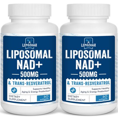 Liposomal NAD 500 mg Trans-Resveratrol 300 mg,Superior Absorption,True NAD Supplement Efficient Than NMN,Nicotinamide Riboside for Cellular Energy Metabolism DNA Repair,Healthy Aging,120 Softgels