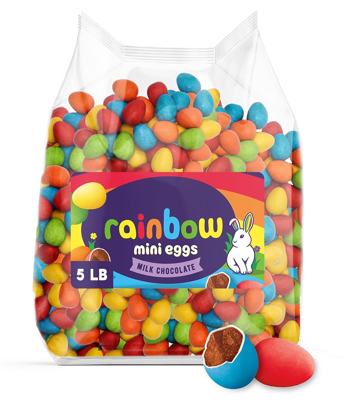 Bulk Mini Eggs Milk Chocolate Easter Candy Rainbow 5 Pound Bag - Creamy Milk Chocolate Easter Egg Candy for Parties, Egg Hunting, Basket Stuffers Buffets