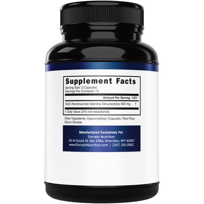 NAD Supplement 500mg of 95 Pure NAD Per Serving NMN Supplement, NAD Nicotinamide Riboside Support Third Party Tested, Vegan Safe, Non-GMO, No Fillers, Made in the USA - 30 Vegan Capsules
