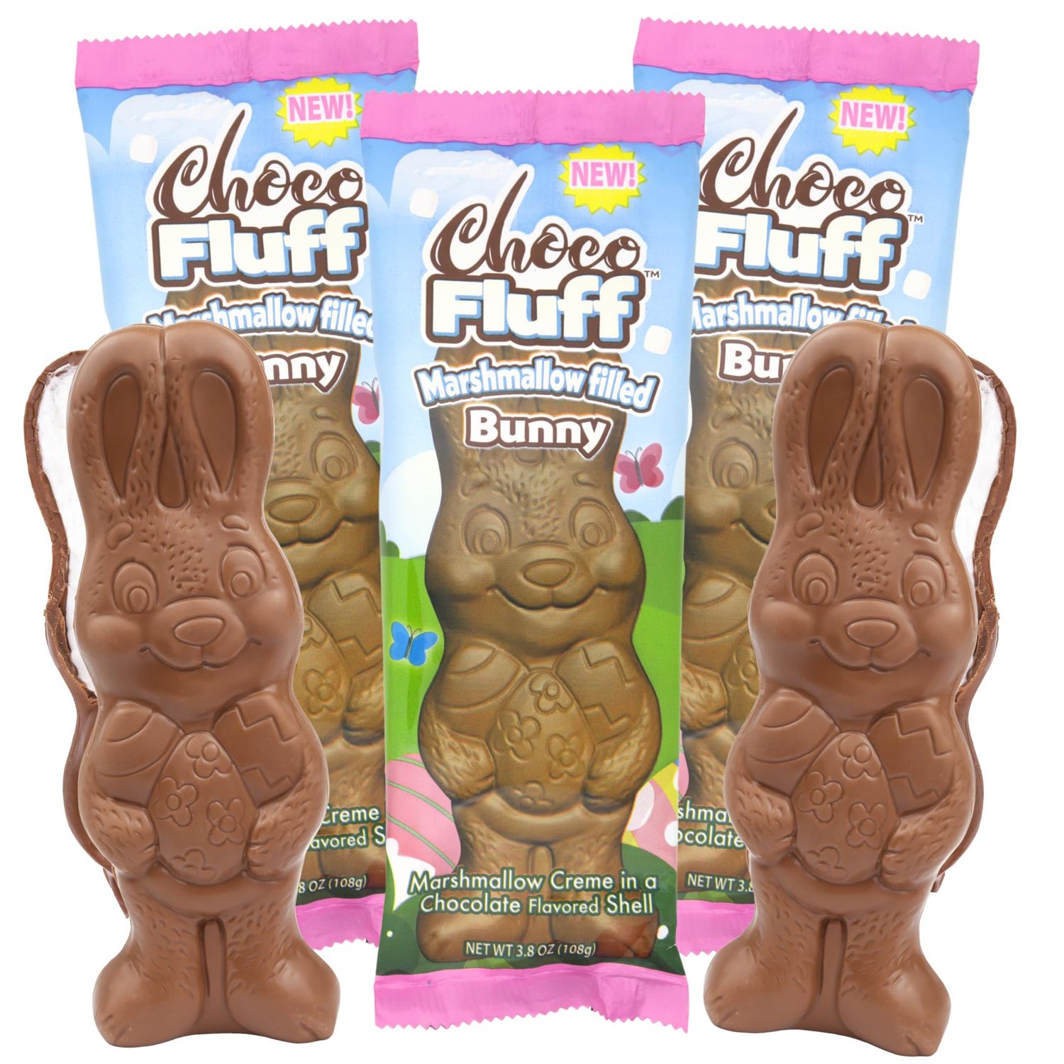 Chocolate Marshmallow Easter Bunnies, Individually Wrapped, Basket Stuffer Gifts, 3.8 Ounces Pack of 3