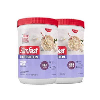 SlimFast Advanced Nutrition High Protein Meal Replacement Smoothie Mix, Vanilla Cream, Weight Loss Powder, 20g of Protein, 12 Servings Pack of 2 Packaging May Vary
