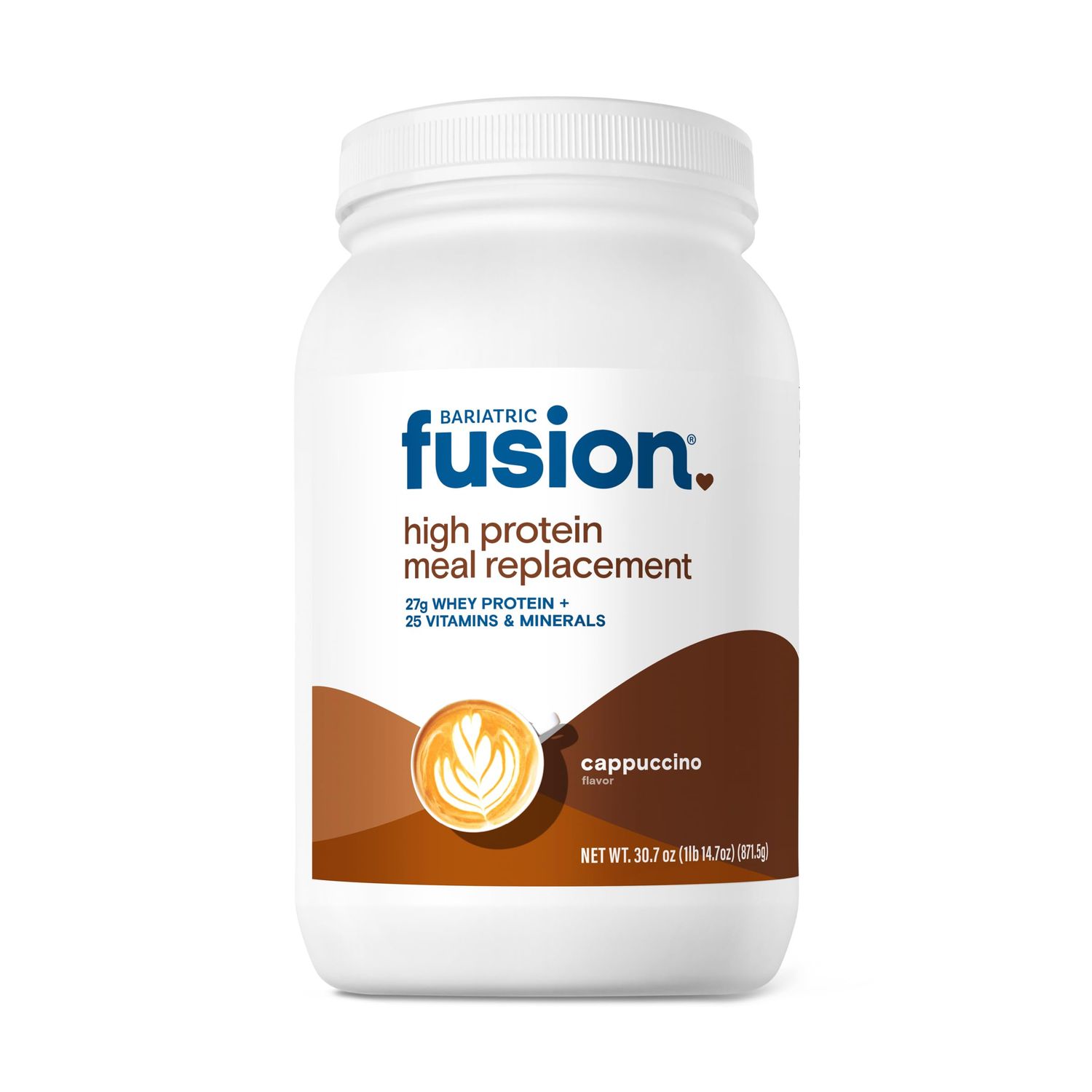Bariatric Fusion Cappucino Meal Replacement 27g Protein Powder, 21 Serving Tub for Bariatric Surgery Patients Including Gastric Bypass and Sleeve Gastrectomy - No Gluten, Aspartame or Sugar