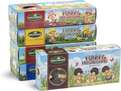 Miltonas Variety Combo Mini Mushroom Shaped Chocolate Cookies - Assorted Funny Chocolate Mushrooms Great for Weddings, Anniversaries Birthday s - Crunchy Bite Sized Pieces Mixed, 5 x 60g