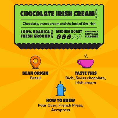 Top of the Mornin Ground Coffee by JackSepticEye, Ethically Sourced Specialty Grade Coffee with hints of Sweet Cream and Chocolate 12 Ounce, Chocolate Irish Cream