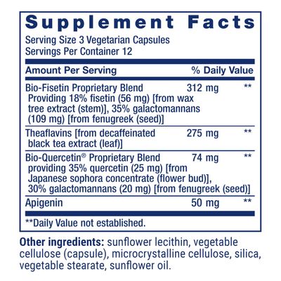 Life Extension Senolytic Activator , healthy aging, cellular health support, bioavailable quercetin and fisetin, apigenin, black tea theaflavins, gluten free, non-GMO, vegetarian, 36 capsules