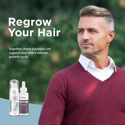Shapiro MD Hair Growth Experts Mens Regrowth Travel Kit: Leave-In Foamer, 5 Minoxidil. Achieve Thicker, Fuller and Healthier Looking Hair, 1 Month Supply